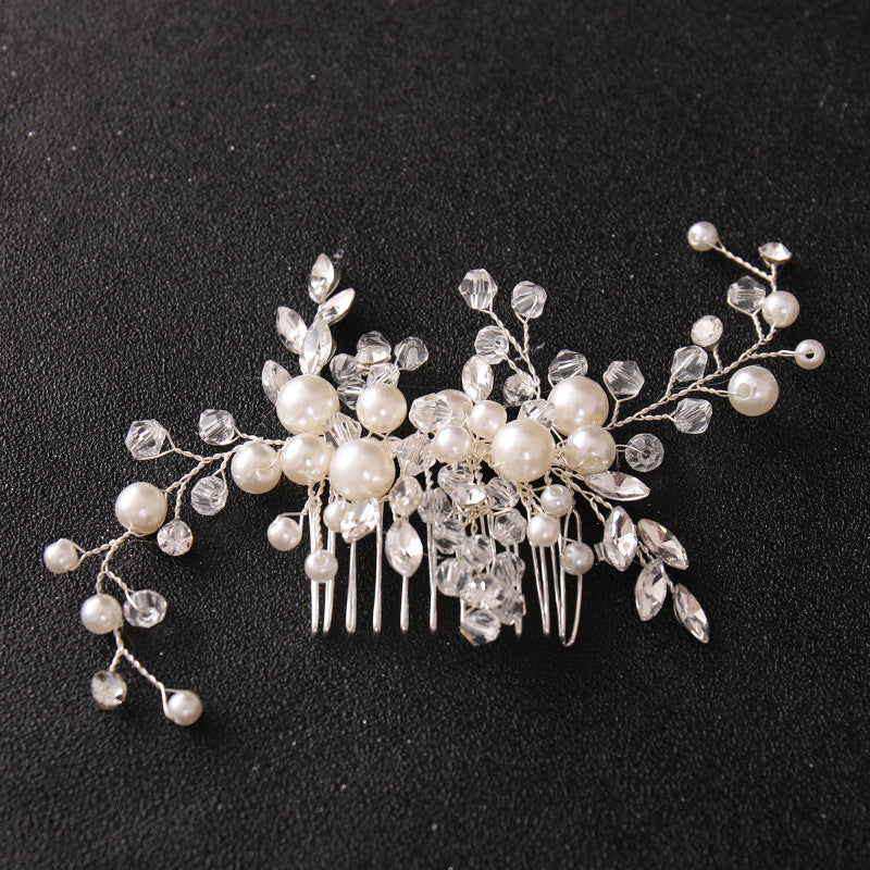 Vintage Style Faux Pearl Wedding Hair Comb with Rhinestones