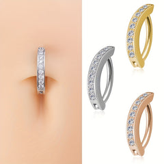 Zircon Curved Barbell Belly Button Ring
