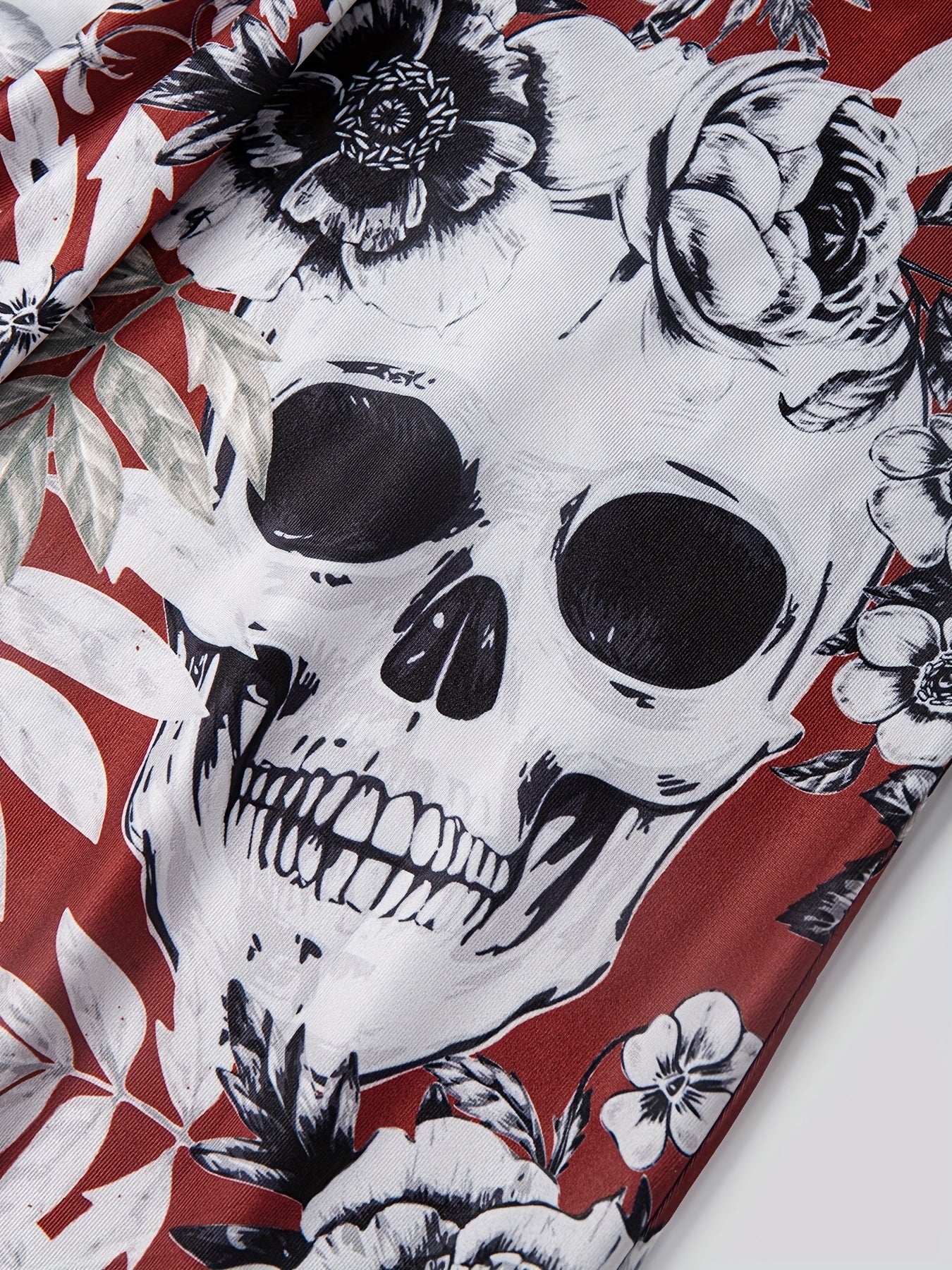 Vintage Skull & Flower Print Jumpsuit Women's Clothing