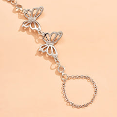 Butterfly Hand Chain Bracelet Beach Jewelry Finger Ring Bracelet