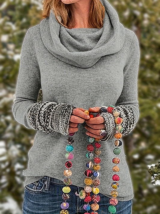  Colorblock Turtle Neck Sweater