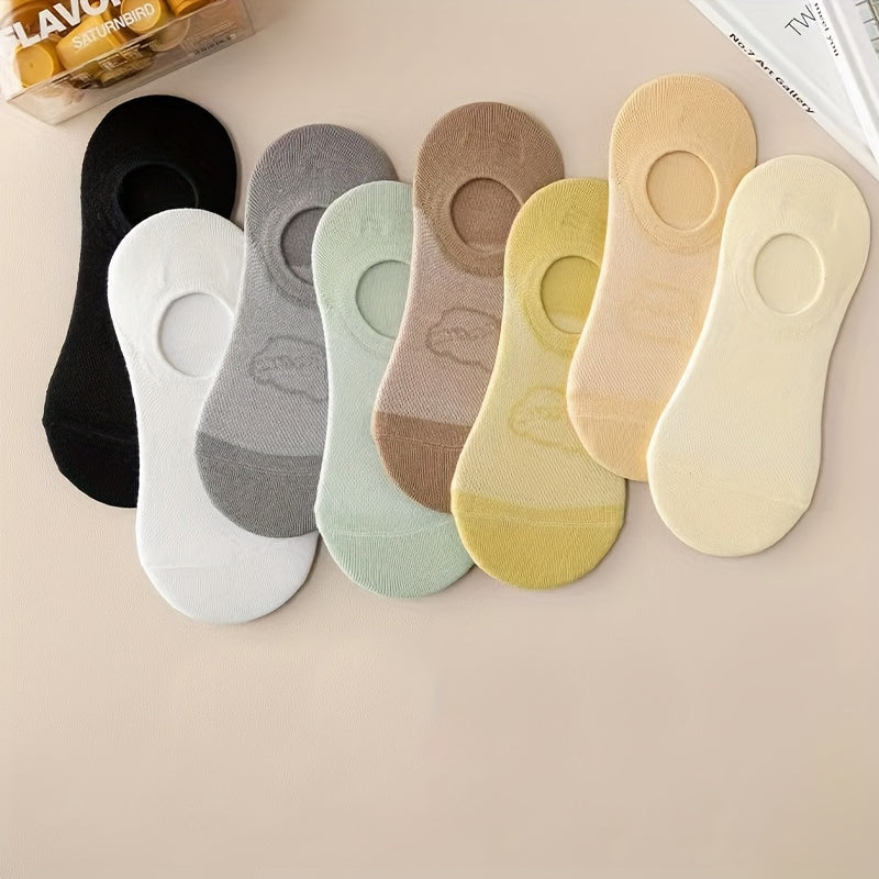 8 Pairs Cartoon Bear Print Socks Soft & Lightweight Low Cut Ankle Socks