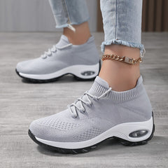 Women's Air Cushion Lace-Up Sneakers - Breathable Athletic Shoes