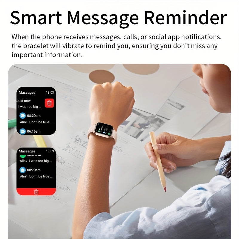 1.85 Sports Fitness Smartwatch Wireless Calling Message Music Control
