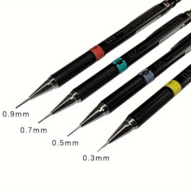 4pcs Transparent Mechanical Pencil Set 0.3-0.9mm Art Sketch Writing Supplies