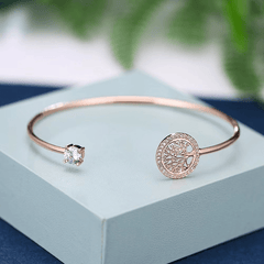 Zircon Life Tree Bracelet - Adjustable Cuff Bangle for Women