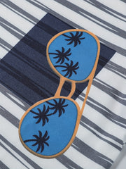 Boys Striped Sunglasses Graphic Print T shirt & Shorts Set for Summer