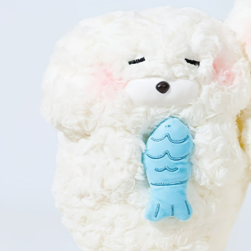 Adorable Seal Plush Doll with Fish Soft Stuffed Animal Gift