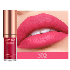 Matte Lip Glaze Lipstick Lip Cheek Blush Dual use Velvet Texture Blush