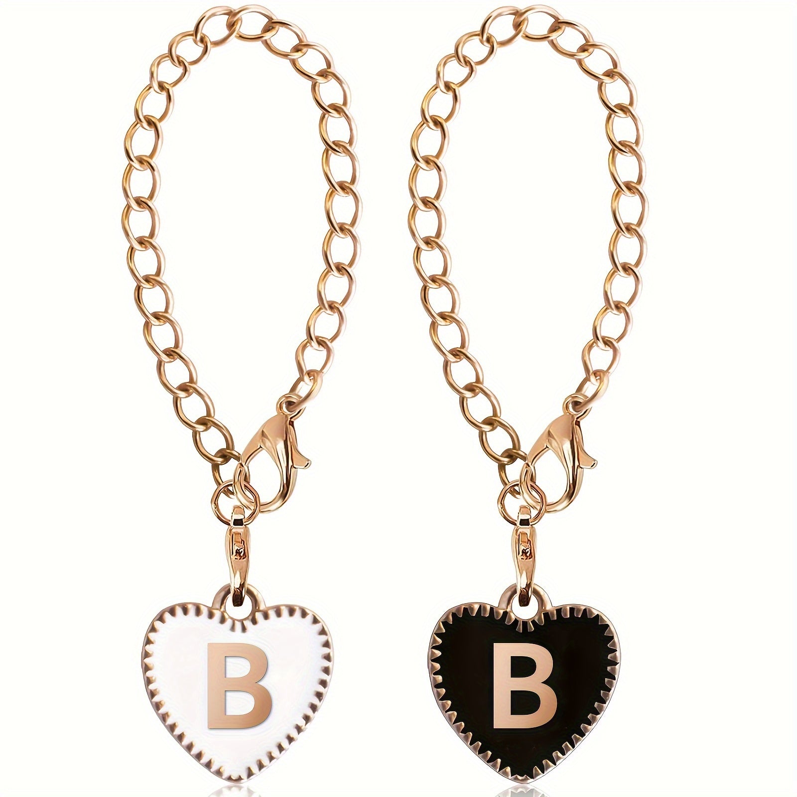 2pcs Initial Letter Cup Handle Charms Heart Shape Identification Pendants