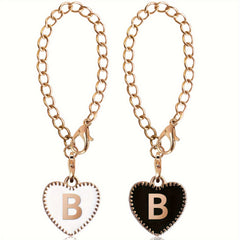 2pcs Initial Letter Cup Handle Charms Heart Shape Identification Pendants