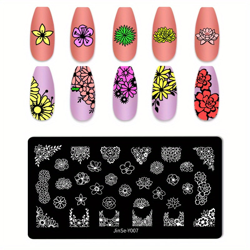 Stainless Steel Nail Stamping Plates Flower Fruits Image Stamp Template