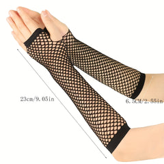 Y2K Candy Fishnet Gloves Bright Fingerless Gloves Elastic Decorative