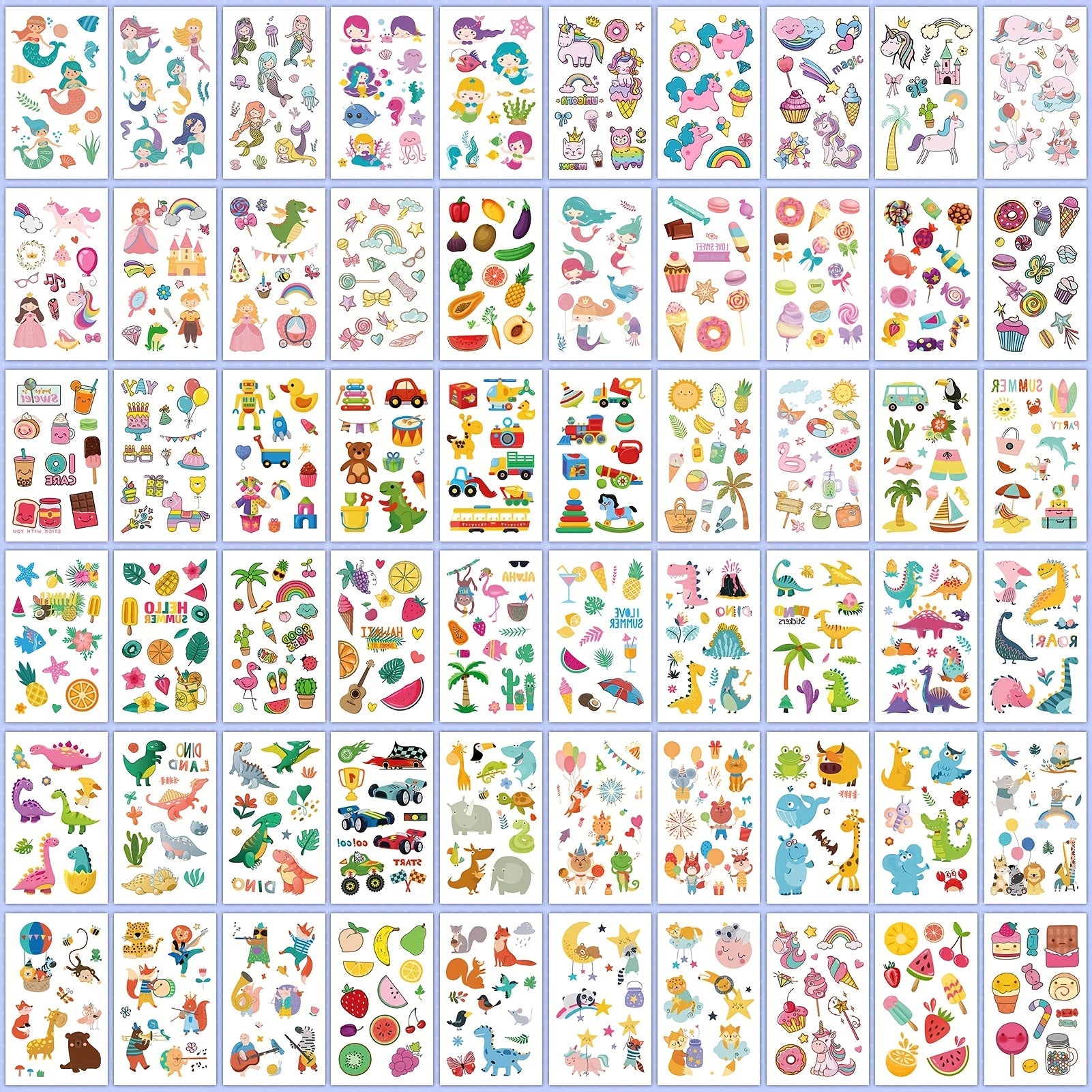 2100 Styles 168 Sheets Temporary Tattoos For Kids