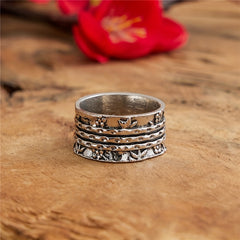 Vintage Bee Flower Two Tone Ring Women Personality Party Ring Jewelry