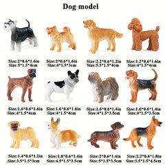 24pcs Mini Dog Figurines Playset Realistic Detailed Plastic Puppy Models
