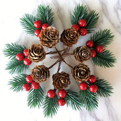 10pcs Christmas Tree Red Pine Cone Ornaments DIY Decoration