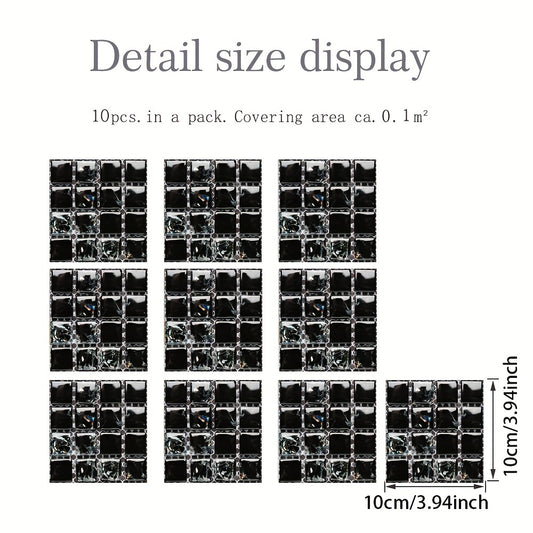 10pcs Mosaic Wall Paper Sticker Peel And Stick Bedroom Kitchen Bathroom Decor