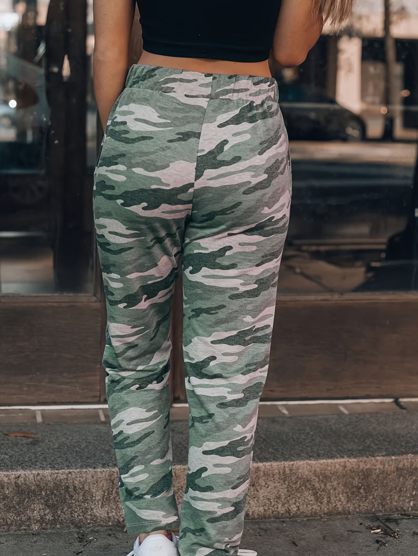 Women's Plus Camo High Rise Jogger Trousers