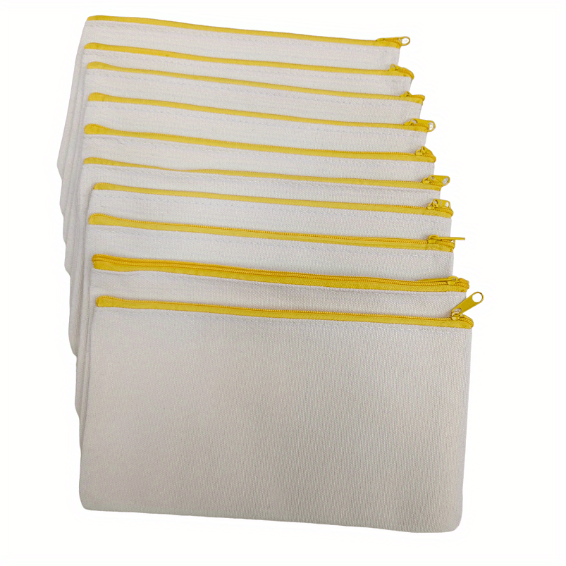 10PCs Blank Canvas Zipper Pouch Bulk for Cosmetic & DIY Crafts