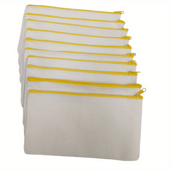 10PCs Blank Canvas Zipper Pouch Bulk for Cosmetic & DIY Crafts