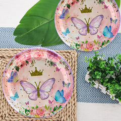 Butterfly Theme Party Set: Plates, Napkins, Tablecloth, Forks & Decorations