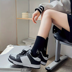 4 Pairs Letter Print Ribbed Socks Women's Stockings