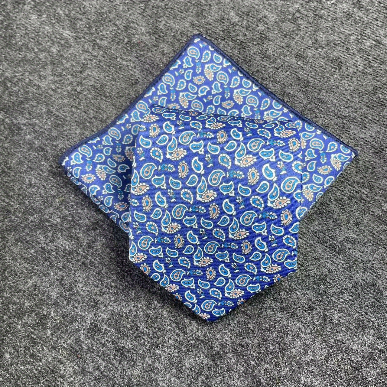 Men's Vintage Print Tie And Pocket Square Classic Party
