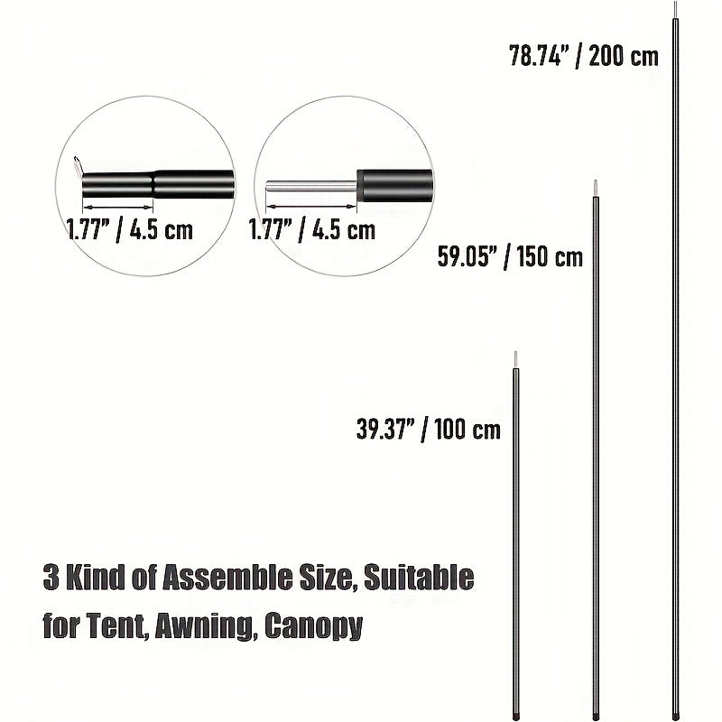 2PCS Telescopic Tent Poles Adjustable Waterproof Portable Pole
