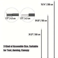 2PCS Telescopic Tent Poles Adjustable Waterproof Portable Pole
