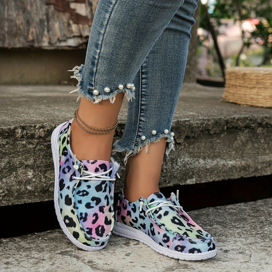 Leopard Low Top Canvas Shoes Lightweight Outdoor Casual Shoes