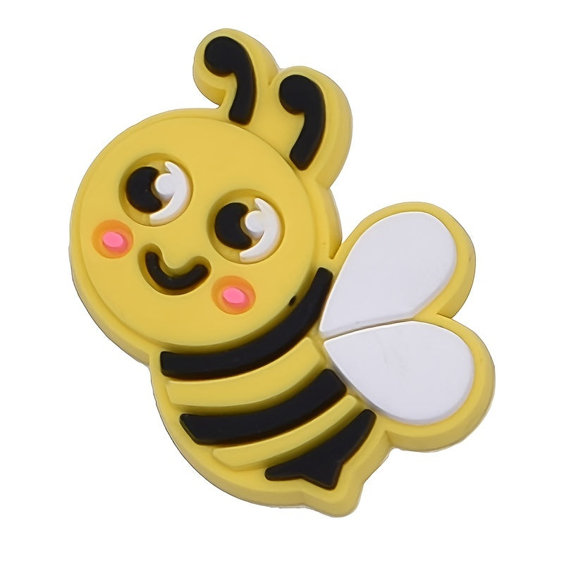 20pcs Honeybee Shoe Charms For Clogs Jibtz Sandals, PVC Shoe Accessories