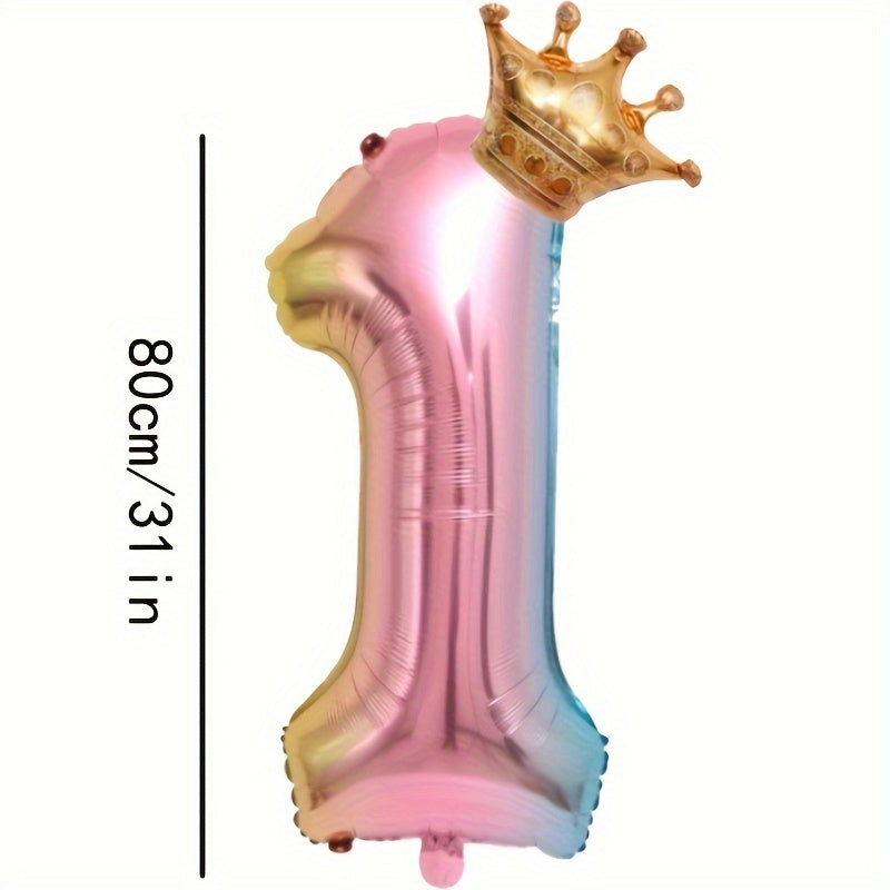 32 inch Gradient Crown Number Balloon Set