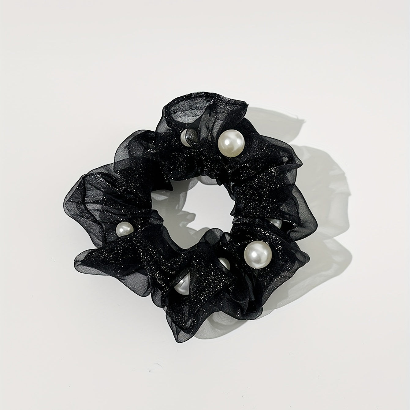 Organza Scrunchies Hair Tie with Pearl Decor