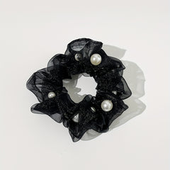 Organza Scrunchies Hair Tie with Pearl Decor