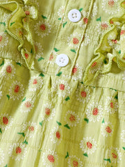 Infant Girl Daisy Print Dress Headband Set