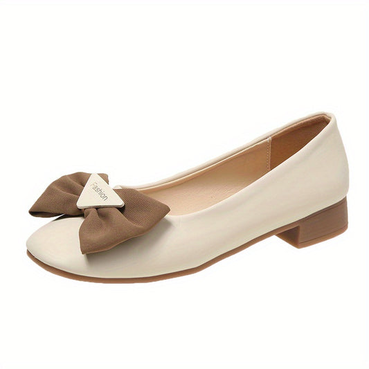 Stylish Bowknot Decor Flats, Slip-On Square Toe Dress Shoes