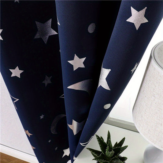 Star Moon Blackout Window Curtain for Home Decor