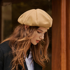 Solid Beret Casual All match Hat Autumn And Winter Warm Painter Hat