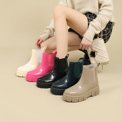Women's Non Slip Rubber Rain Boots Comfortable Waterproof Solid Water Boots