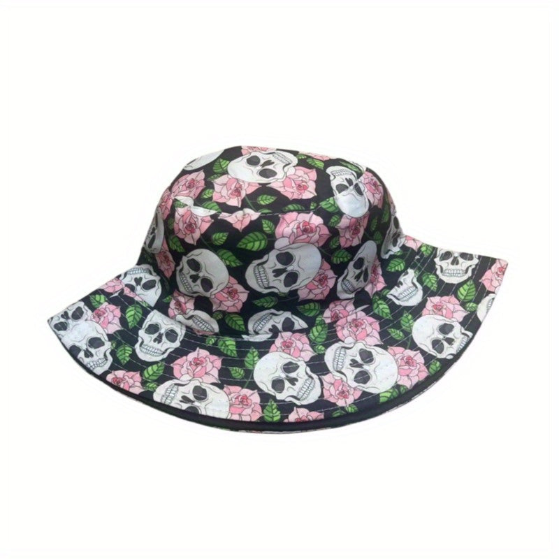 Skull Ghost Print Bucket Hat Halloween Cartoon Sunscreen Basin Hats