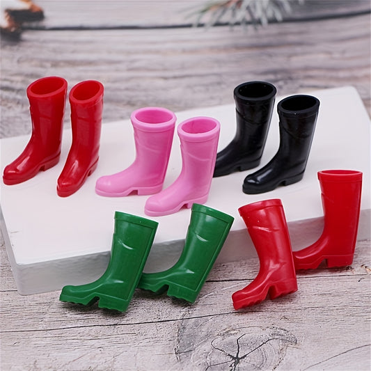 Silicone Rain Boots for 1:12 Dollhouses, Various Colors, Realistic Garden Scene