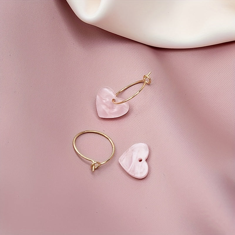 Pink Heart Pendant Dangle Earrings Daily Wear Accessories Female Gift