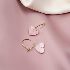 Pink Heart Pendant Dangle Earrings Daily Wear Accessories Female Gift