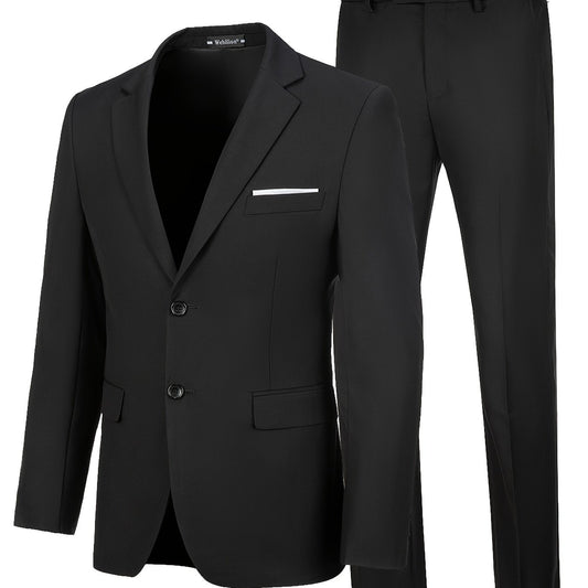 Men's 3-Piece Two-Button Jacket & Vest & Pants Suit Set