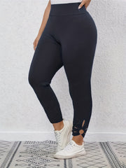  Solid Cut Out Ring Skinny Leggings