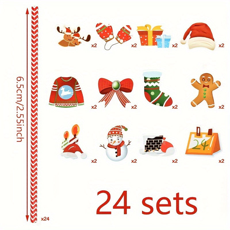 24pcs Christmas Cartoon Straw Sticker Set