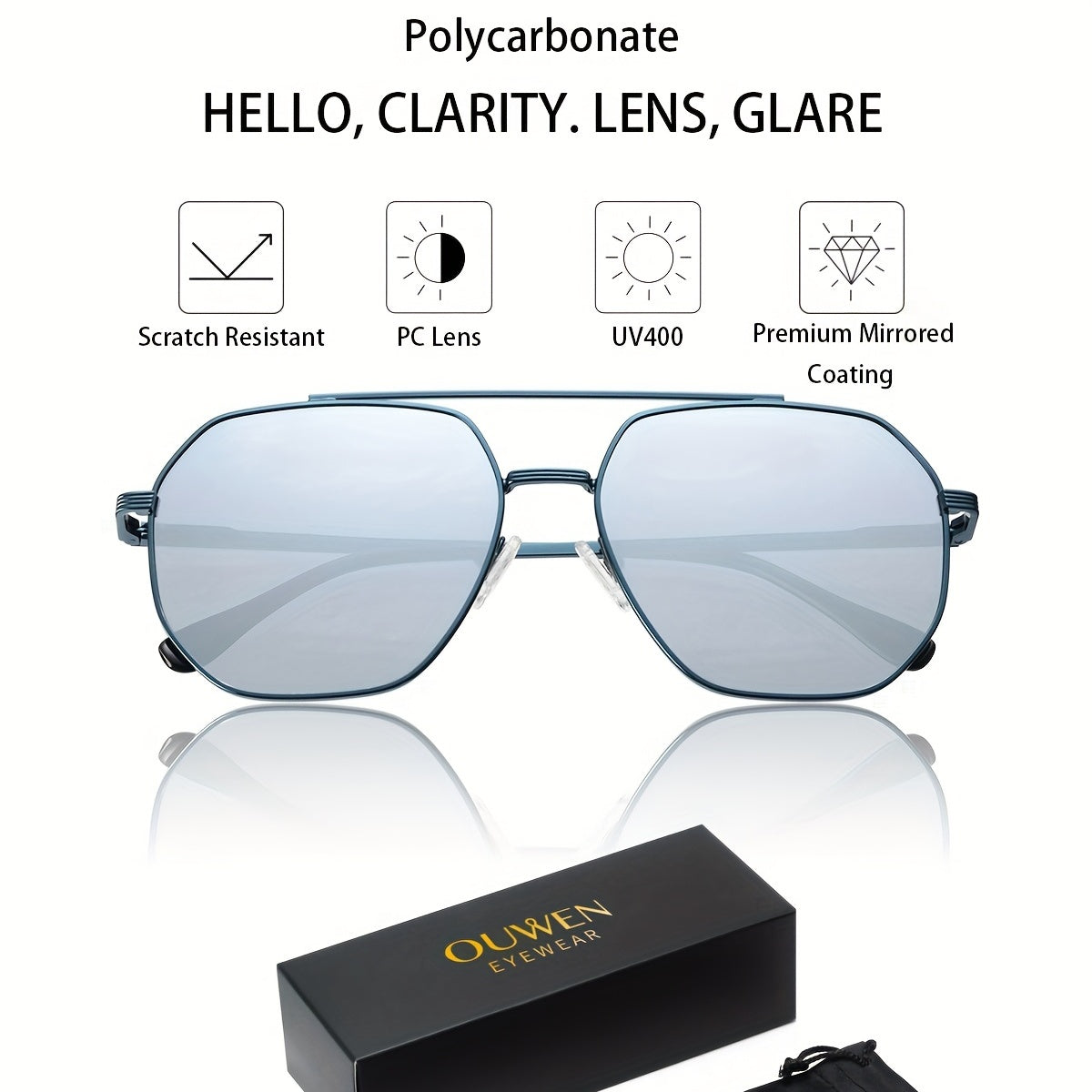 Men's Retro Large Frame Sunglasses UV Resistant for Holiday Outdoor Beach