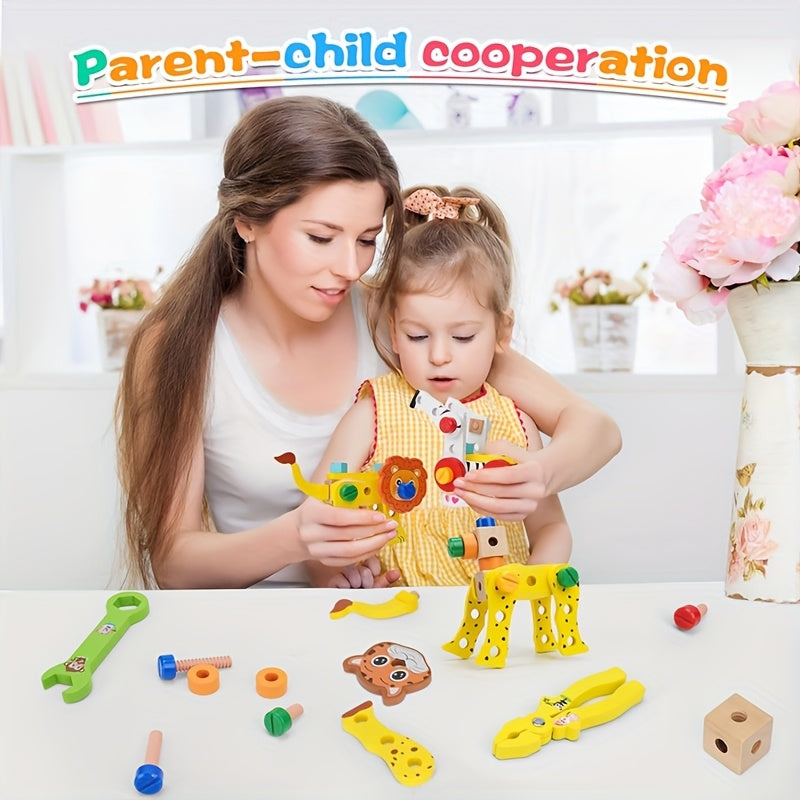 Wooden Toolbox for Kids Nut Screw Assembly Educational Toys