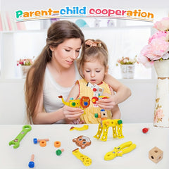Wooden Toolbox for Kids Nut Screw Assembly Educational Toys